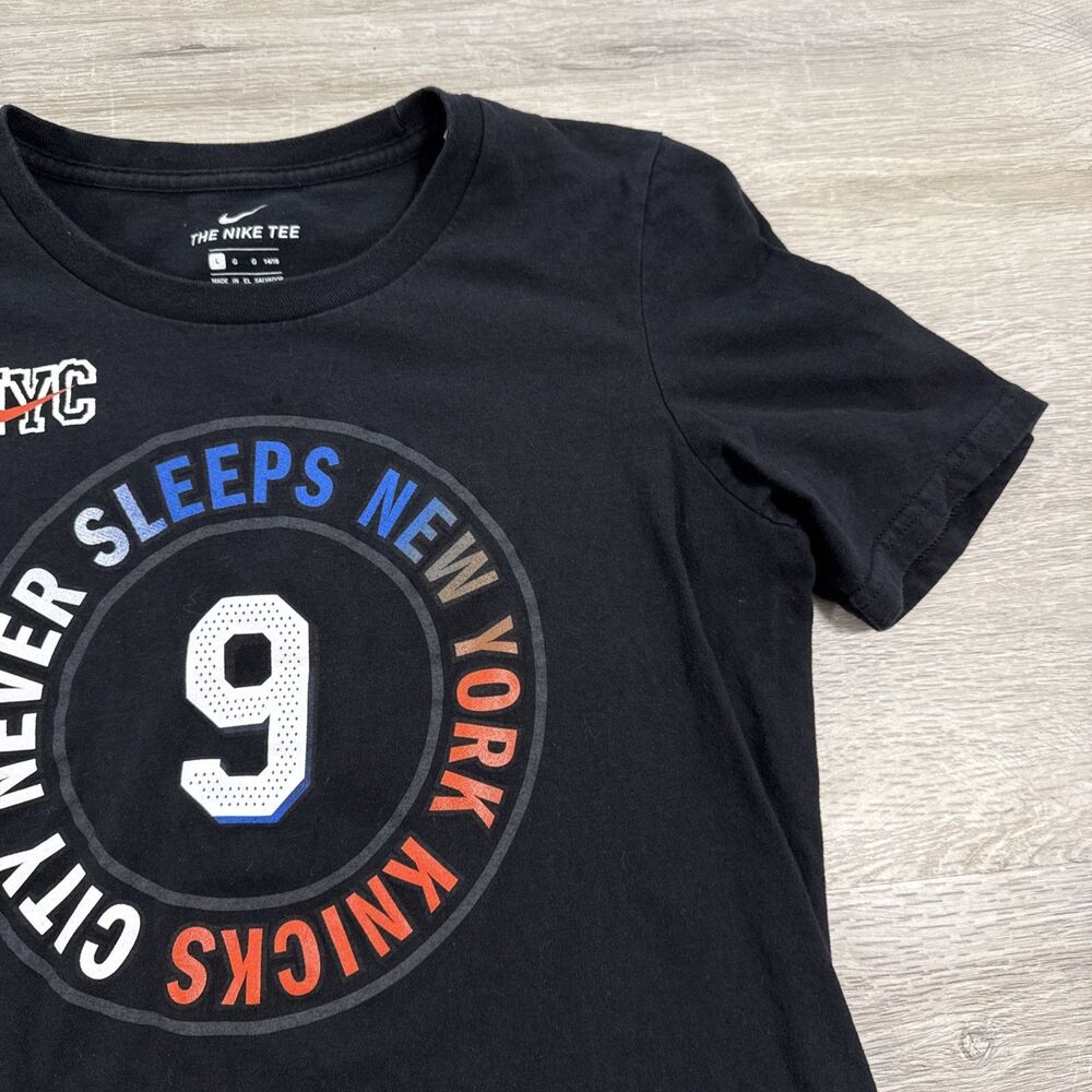 New York Knicks Shirt RJ Barrett Nike Boys Large Black Cotton Tee - Picture 4 of 9